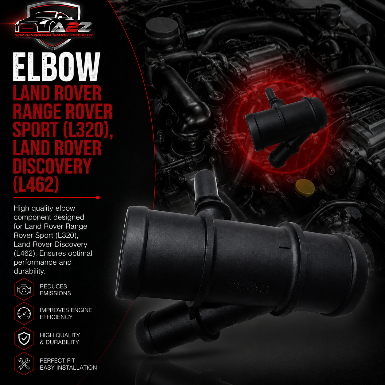 Elbow LR025969 Compatible With Land Rover Range Rover Sport (L320), Land Rover Discovery (L462)  Tag No.159