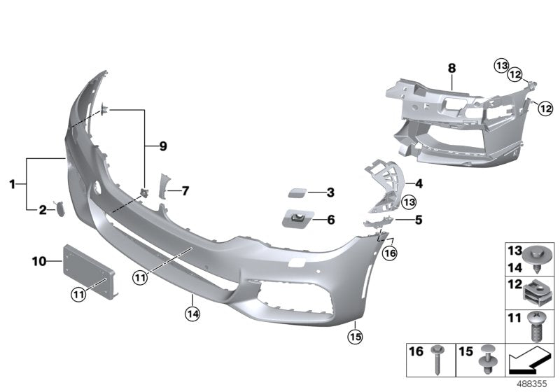 Fog Lamp Bracket Left 51118068343 & Right 51118068344 Compatible With BMW 5 Series (G30) (2017-2020) Tag No.1623