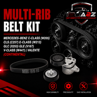 Multi Rib Belt Kit 5PK1960K1 Compatible With MERCEDES-BENZ C-CLASS (W205) CLS (C257) E-CLASS (W213) GLC (X253) GLE (V167) V-CLASS (W447) | VALENTE (CONTINENTAL)