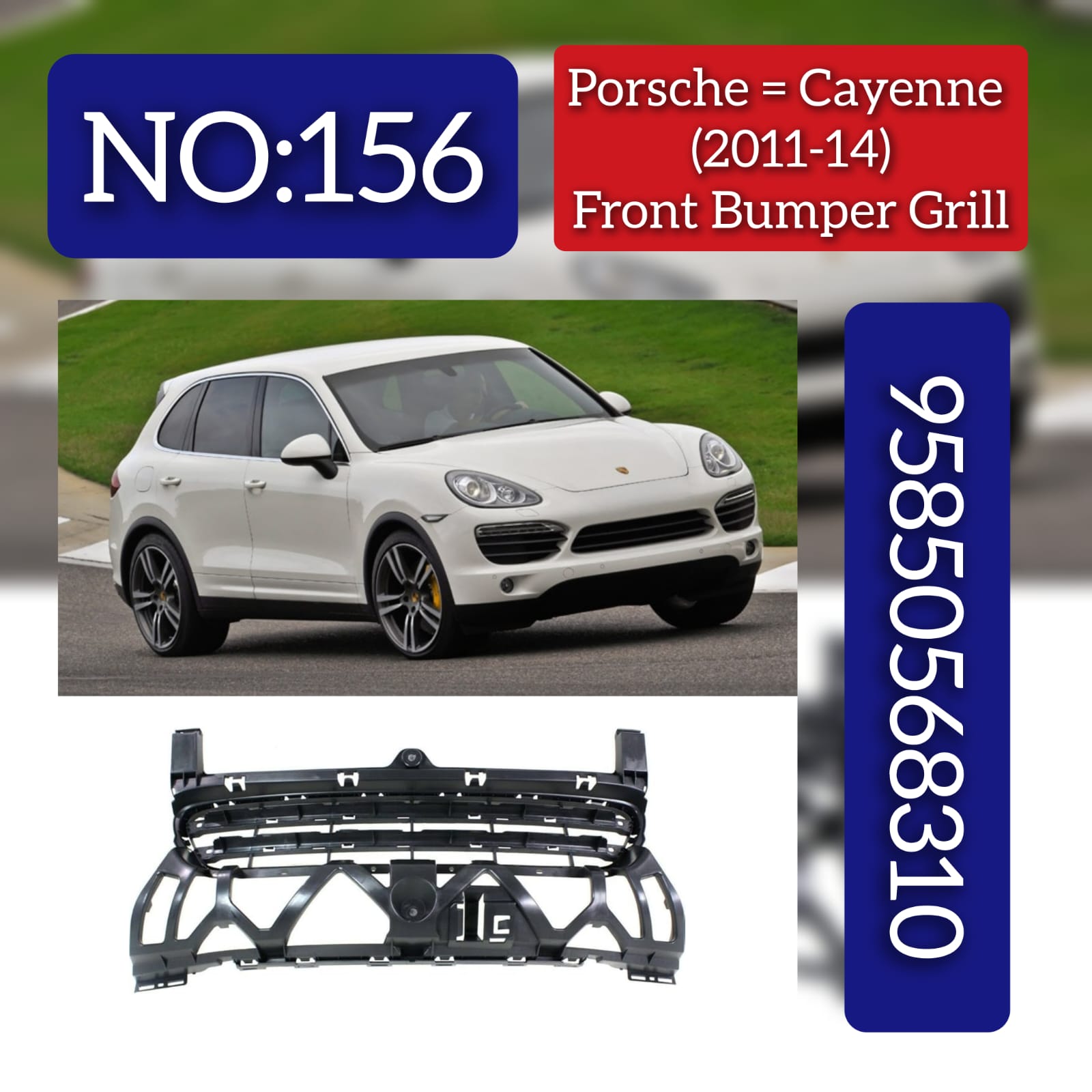 Front Bumper Grille Center Side 95850568301 Compatible With PORSCHE CAYENNE (2011-2014) Tag No.156