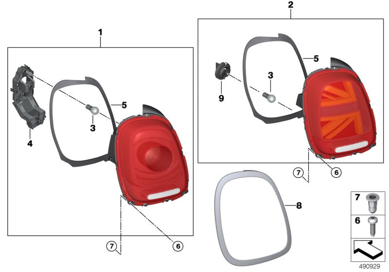 Rear Tail Lamp Trim Chrome Left 63218495331 Right 63218495332 Compatible With MINI (F55) | MINI / COOPER & MINI (F56) | MINI / COOPER & MINI Convertible (F57) | MINI / COOPER