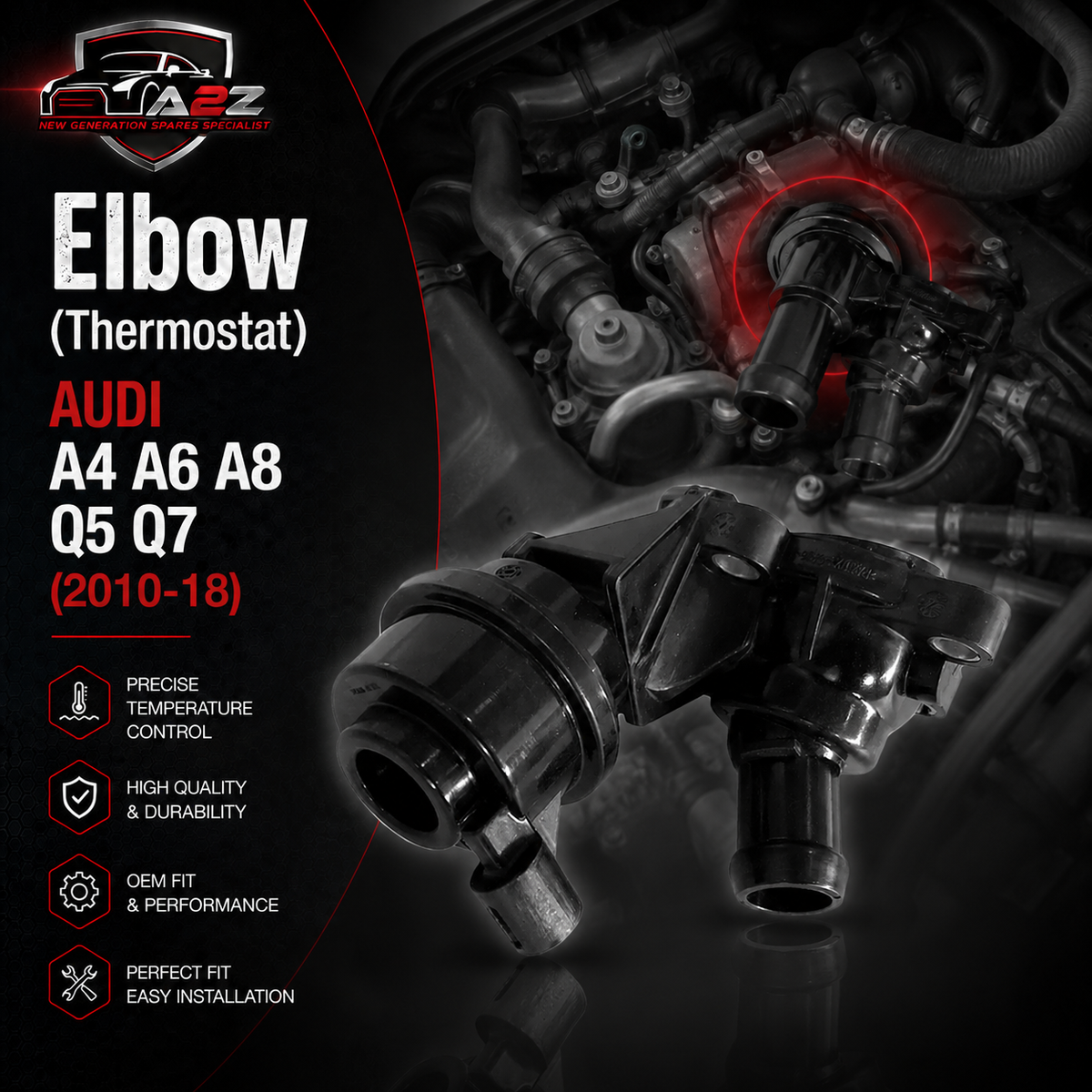 Elbow (Thermostat) 059121737R  Compatible With AUDI  A4 A6 A8 Q5 Q7  Tag-E-45/49