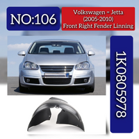 Front Wheel Right Fender Lining 1K0805978 Compatible With Volkswagen Jetta (2005-10) No.106