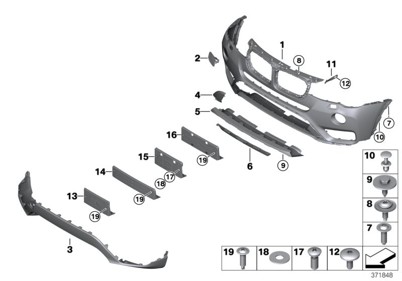 Front Bumper 51117389906 Compatible With BMW F26 (2014-16)