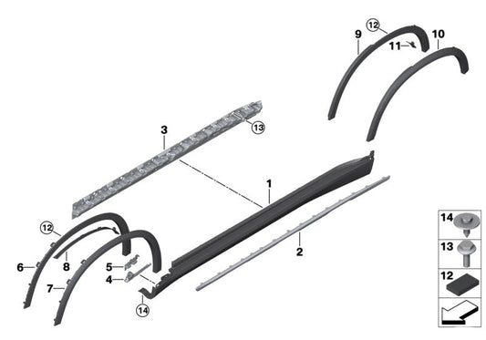 Front Left Wheel Arch (EYEBROW Right) 51777441058 Compatible With BMW & X5 (G05) (2019-2024) No.82