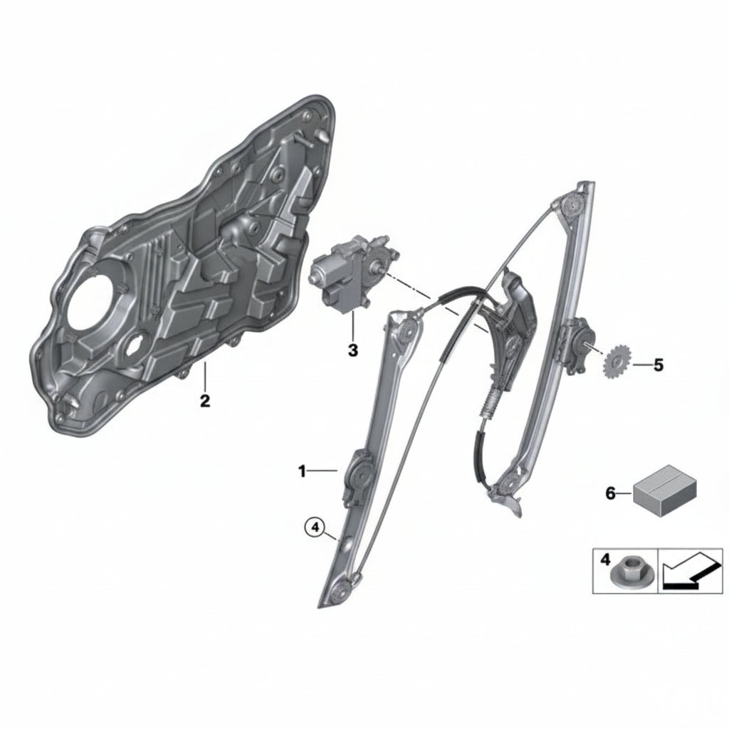 Rear Right Power Window Regulator 51358494806 Compatible with BMW 6 Series Gran Turismo G32