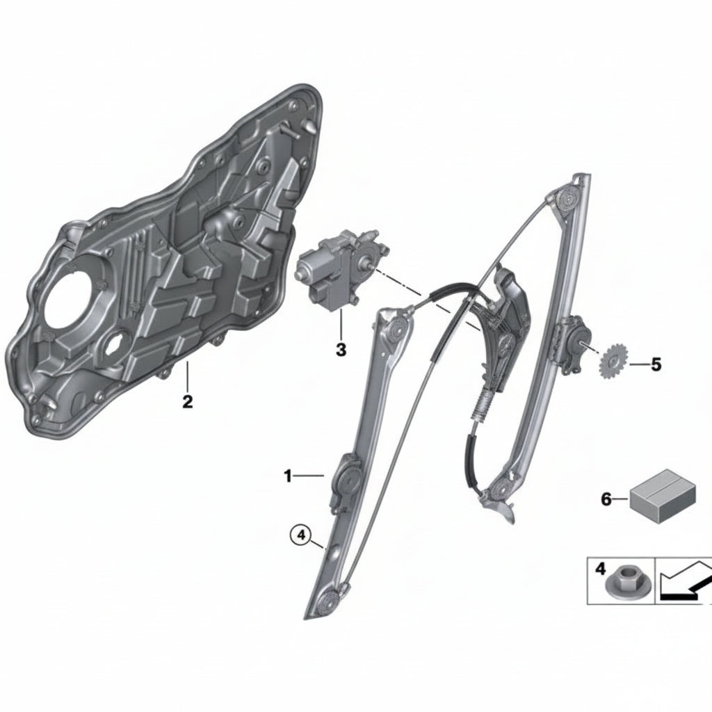 Front  Left Power Window Regulator 51338494809 Compatible with BMW 6 Series Gran Turismo G32