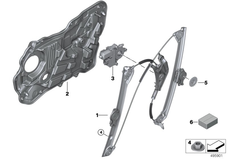 Front Right Power Window Regulator 51338494810 Compatible with BMW 6 Series Gran Turismo G32