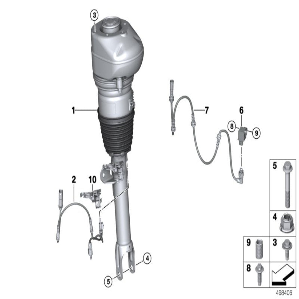Front Right Air Suspension  Shock Absorber Strut 37106877554 37107915970 37106899038 Compatible With BMW 7 Series (G11, G12)