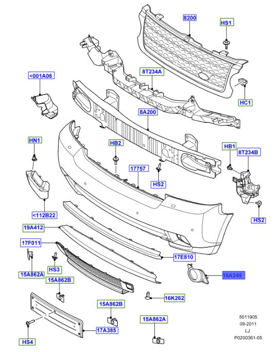 Fog Lamp Cover Right LR018235 & Left LR018246 Compatible With Land Rover Range Rover Vogue - L322 (2009-2012) Tag No.613 (2009-2012)