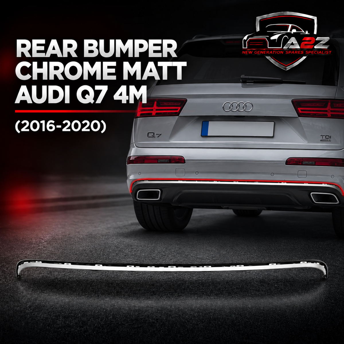 Rear Bumper Chrome Matt 4M0807578RU6 Compatible With Audi Q7 4M (2016-2020) Tag No.170