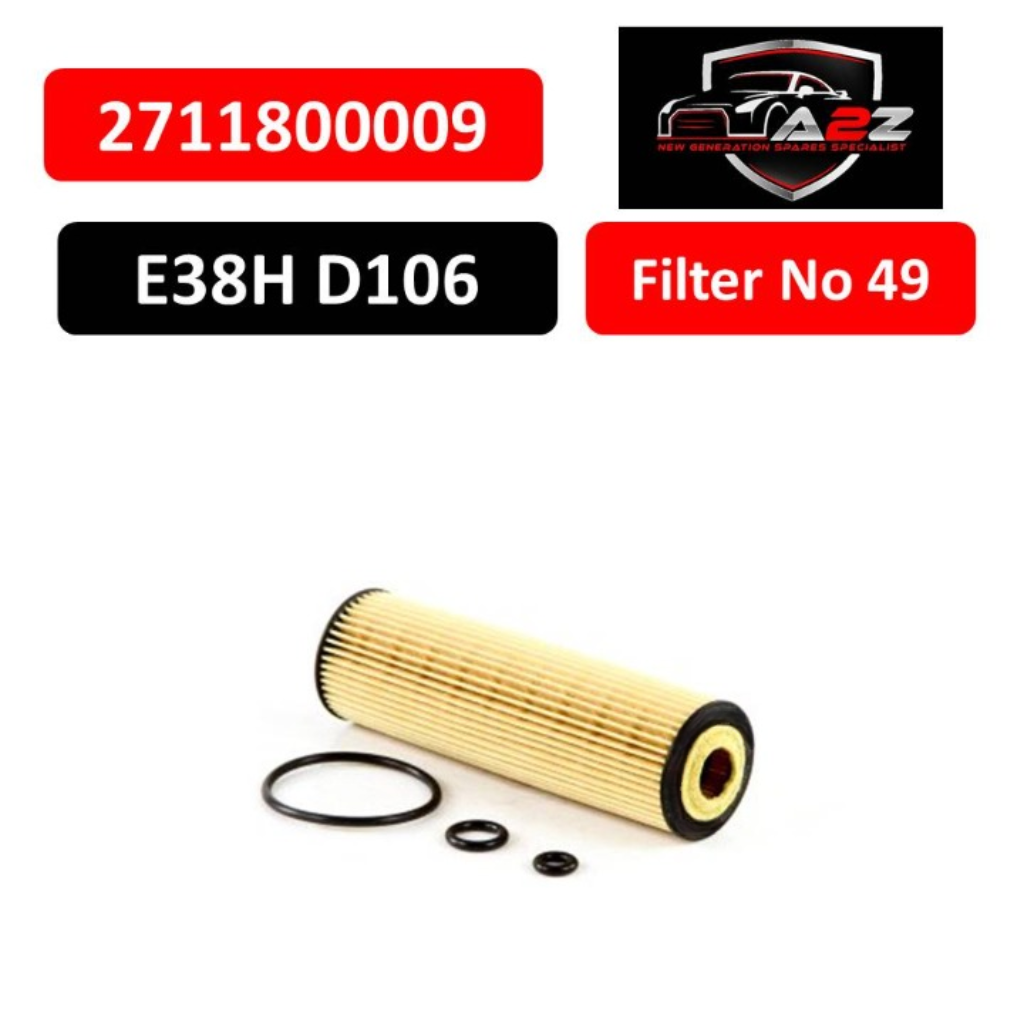 Oil Filter E38HD106 & 2711800009 & OX183/5D1 2711800109 A2711800009 A2711800109 Compatible With MERCEDES-BENZ C-CLASS (W203) & C-CLASS (W204) & E-CLASS (W211) & SLK (R171)Tag : 49