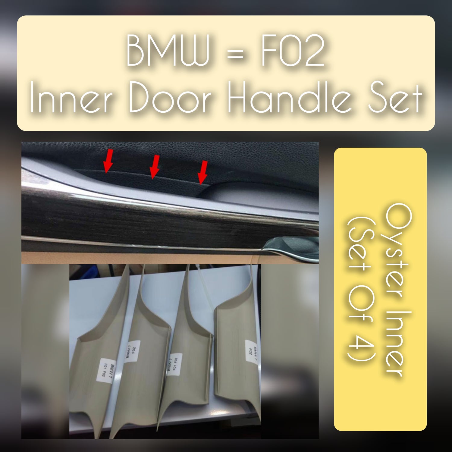 BMW 7 Series F01 inner door handle set – 4-piece assembly without leather for F01, F02, F03 models (2008–2015) with OEM fit and quality

