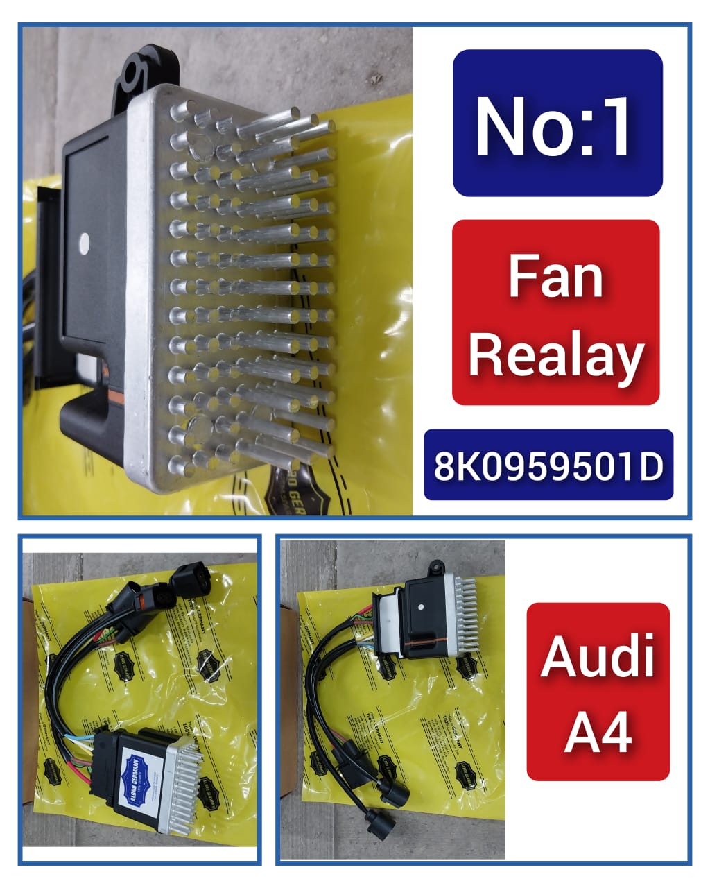 Radiator Cooling Fan Radiator Condenser 8K0959501B 8K0959501D 8K0959501E Compatible with AUDI A4 B8 (8K2) | A4 / S4 & A6 C7 (4G2, 4GC) | A6 / S6 & Q3 (8UB, 8UG) & Q5 (8RB) Tag No.1
