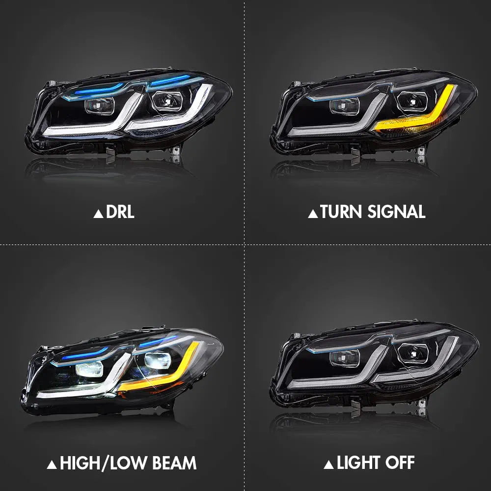 Complete Headlight Assy Set (Upgrade To G30 Style) Plug And Play No Need To Change Bumper Compatible With BMW F10 (2011-17) Tag No.4