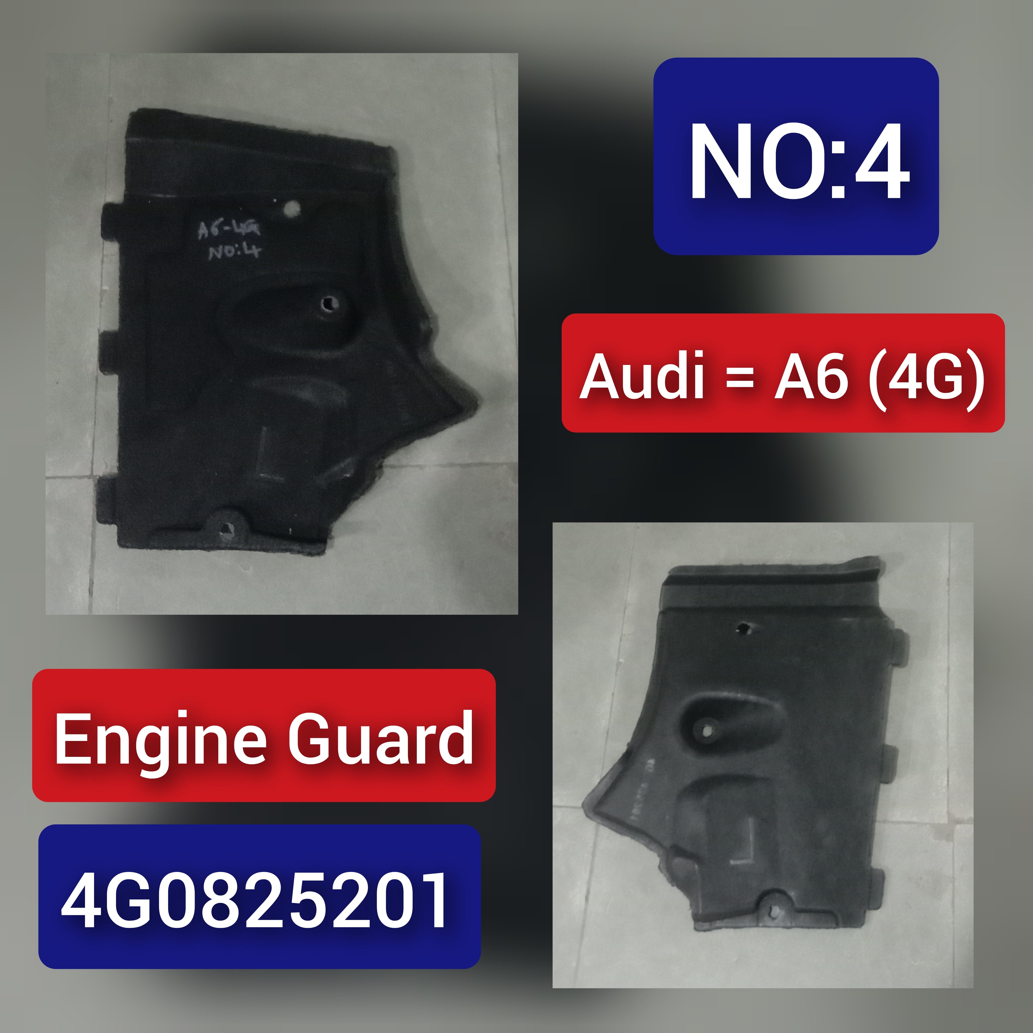 Front Underbody Shield Panel Left 4G0825201 Compatible With AUDI A6 C7 (4G2, 4GC) | A6 / S6 & A6 C7 Avant (4G5, 4GD) | A6 / S6 Tag No.4
