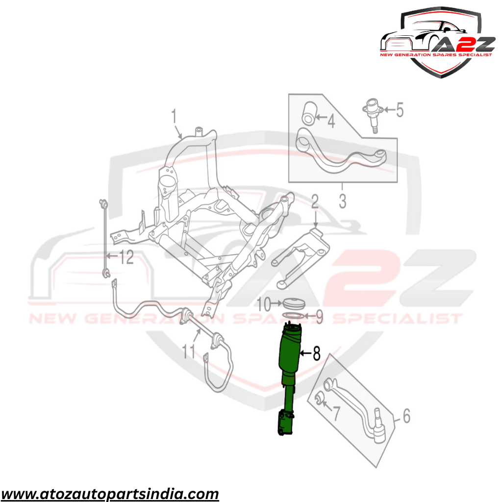 Front Right Air Suspension Shock Absorber Strut LR032563 Compatible With LAND ROVER RANGE ROVER III (L322)