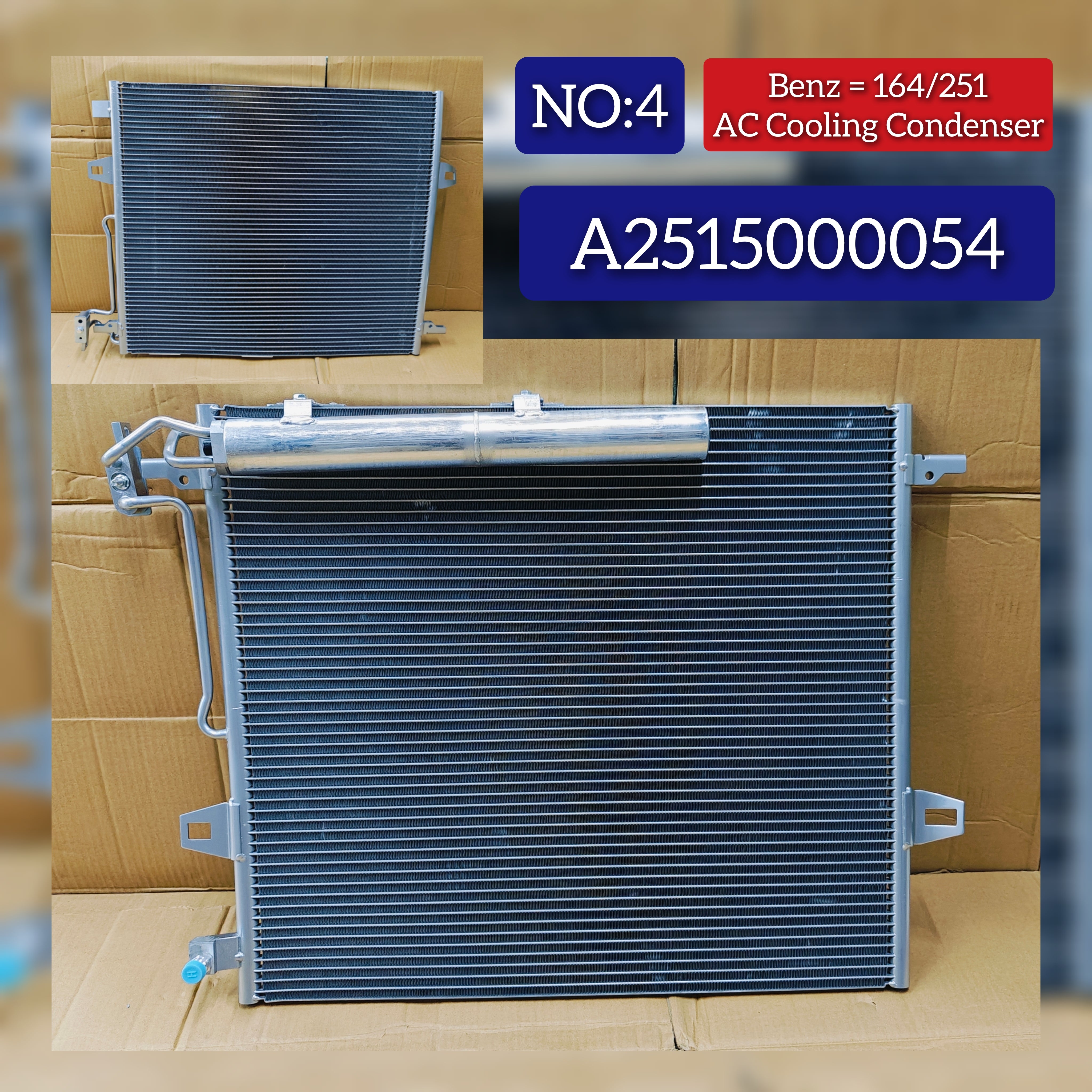 AC Condenser A2515000054 Compatible with MERCEDES-BENZ GL-CLASS (X164) &  M-CLASS (W164) & R-CLASS (W251, V251)