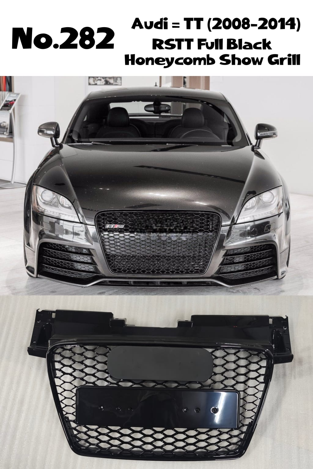 RSTT Full Black Honeycomb Show Grill Compatible With Audi = TT (2008-14) Tag No.282