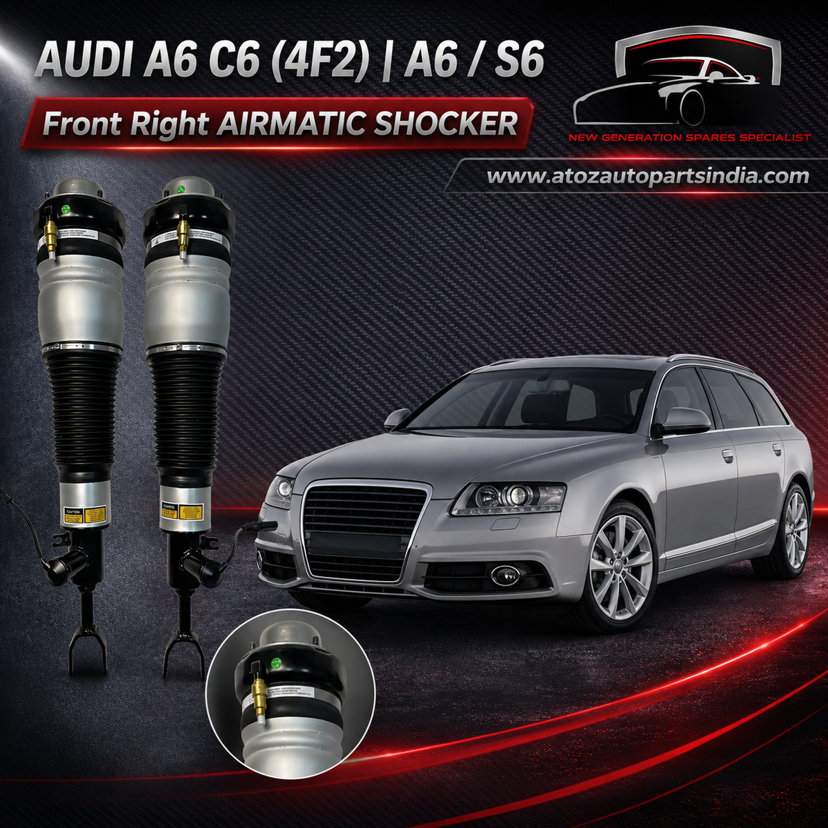 Front Right Air Suspension Shock Absorber 4F0616040 4F0616040XB 4F0616040AA 4F0616040S 4F0616040T 4F0616040R 4F0616040P Compatible With AUDI A6 C6 (4F2) | A6 / S6