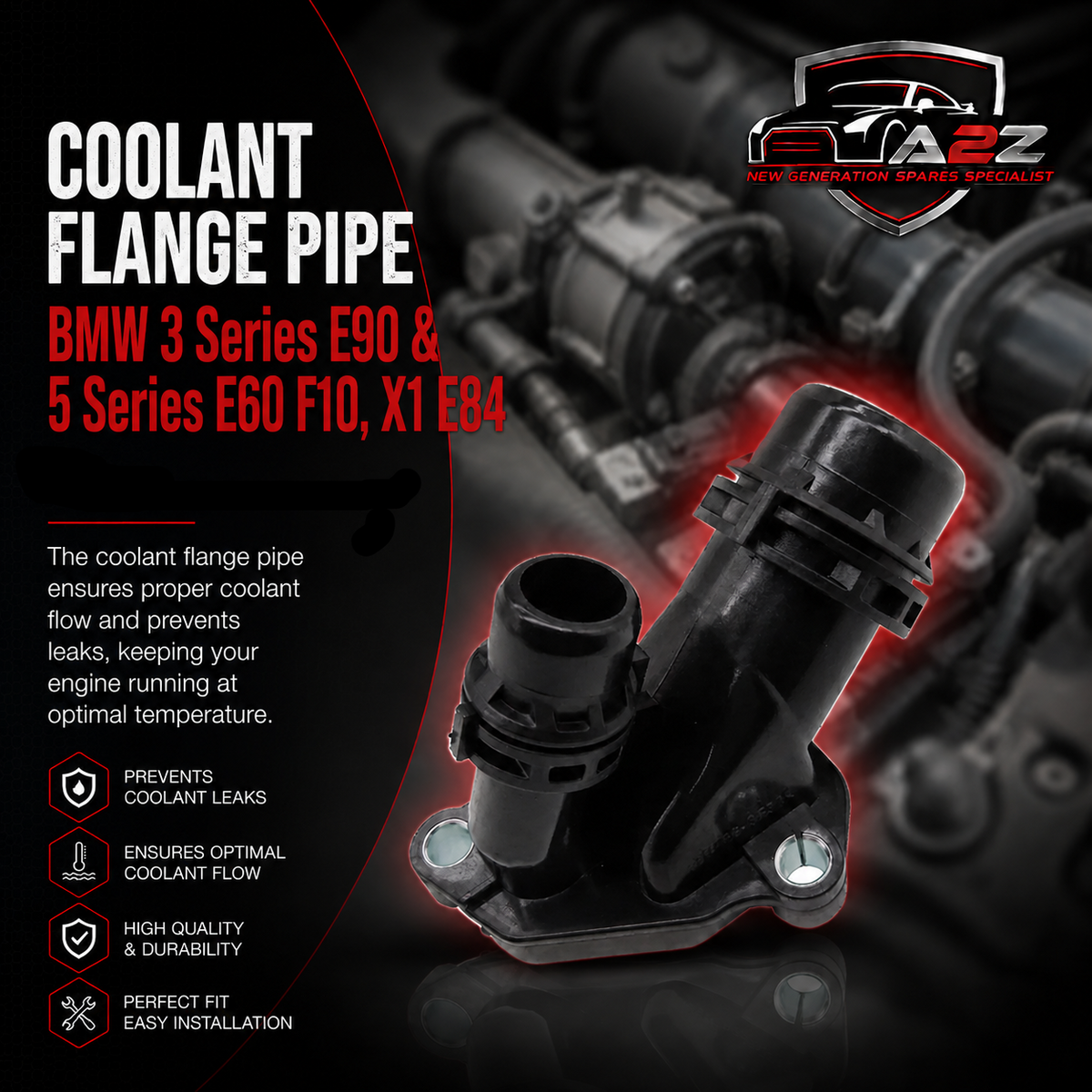 Coolant Flange Pipe 11117800048 For BMW 3 Series E90 & 5 Series E60 F10, X1 E84 Tag-E-76