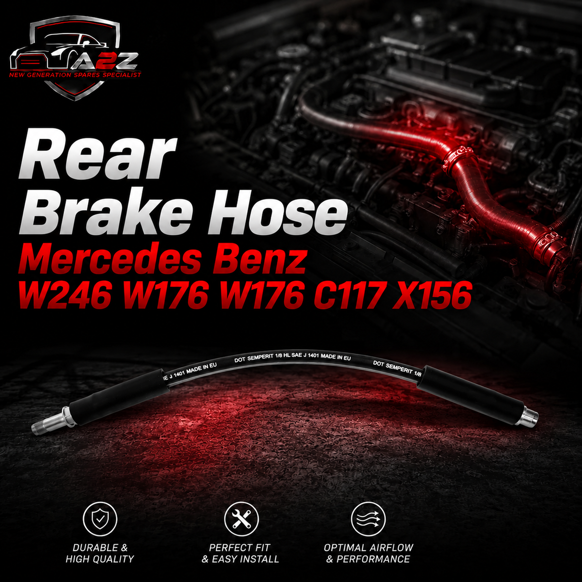 Rear Brake Hose 2464200148 A2464200148 Compatible With Mercedes Benz W246 W176 W176 C117 X156
