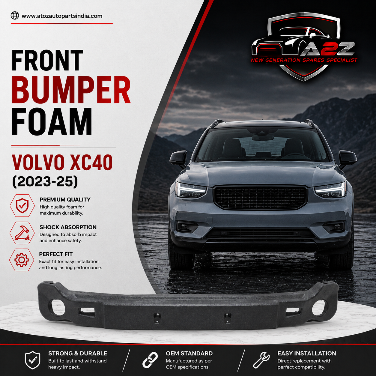 Front Bumper Foam 32136095 Compatible With Volvo XC40 (2023-25)