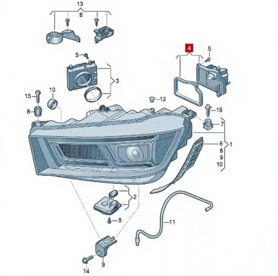 LED Headlight Daytime Running Light Module 80A998474B Compatible With AUDI Q5 (FYB, FYG) Tag No.259