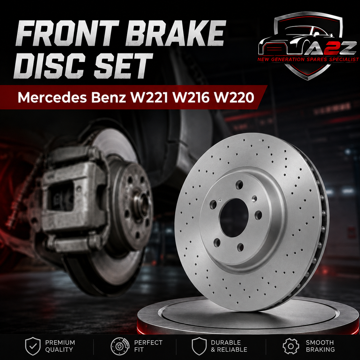 Front Brake Disc Set 2214210012 Compatible With Mercedes Benz W221 W216 W220