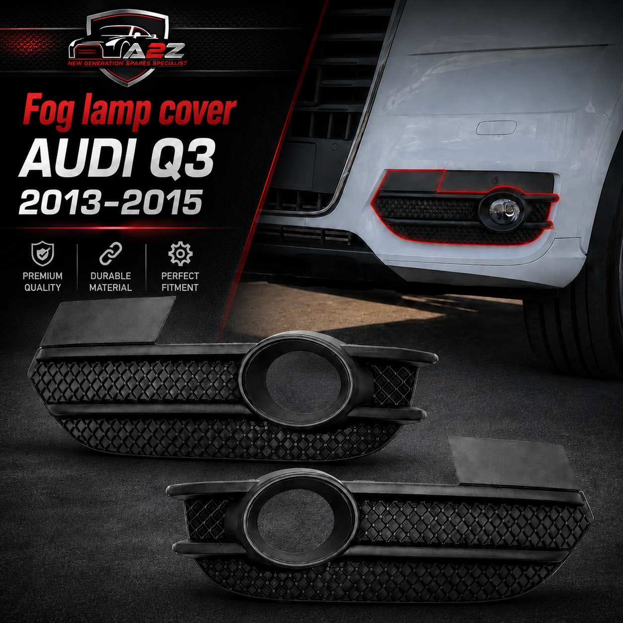 Fog Lamp Cover Left 8U0807681A & Right 8U0807682A Compatible With AUDI Q3 2013-2015 Tag No.71