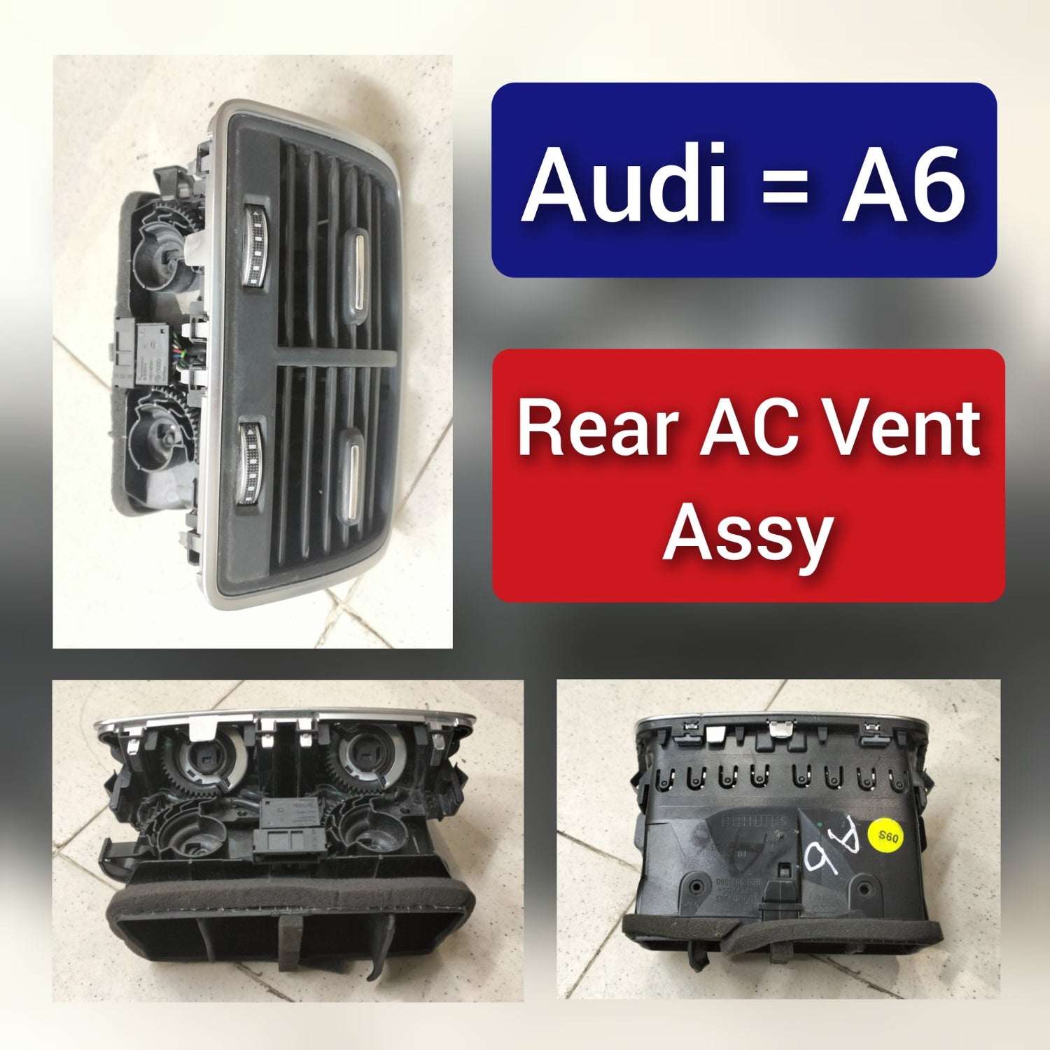 Black Ac Vent Grille Assembly Center & Right & Left & Rear Compatible With Audi A6