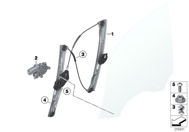 Front Left Power Window Regulator 51337281885 Compatible with BMW 3 (F30, F80)