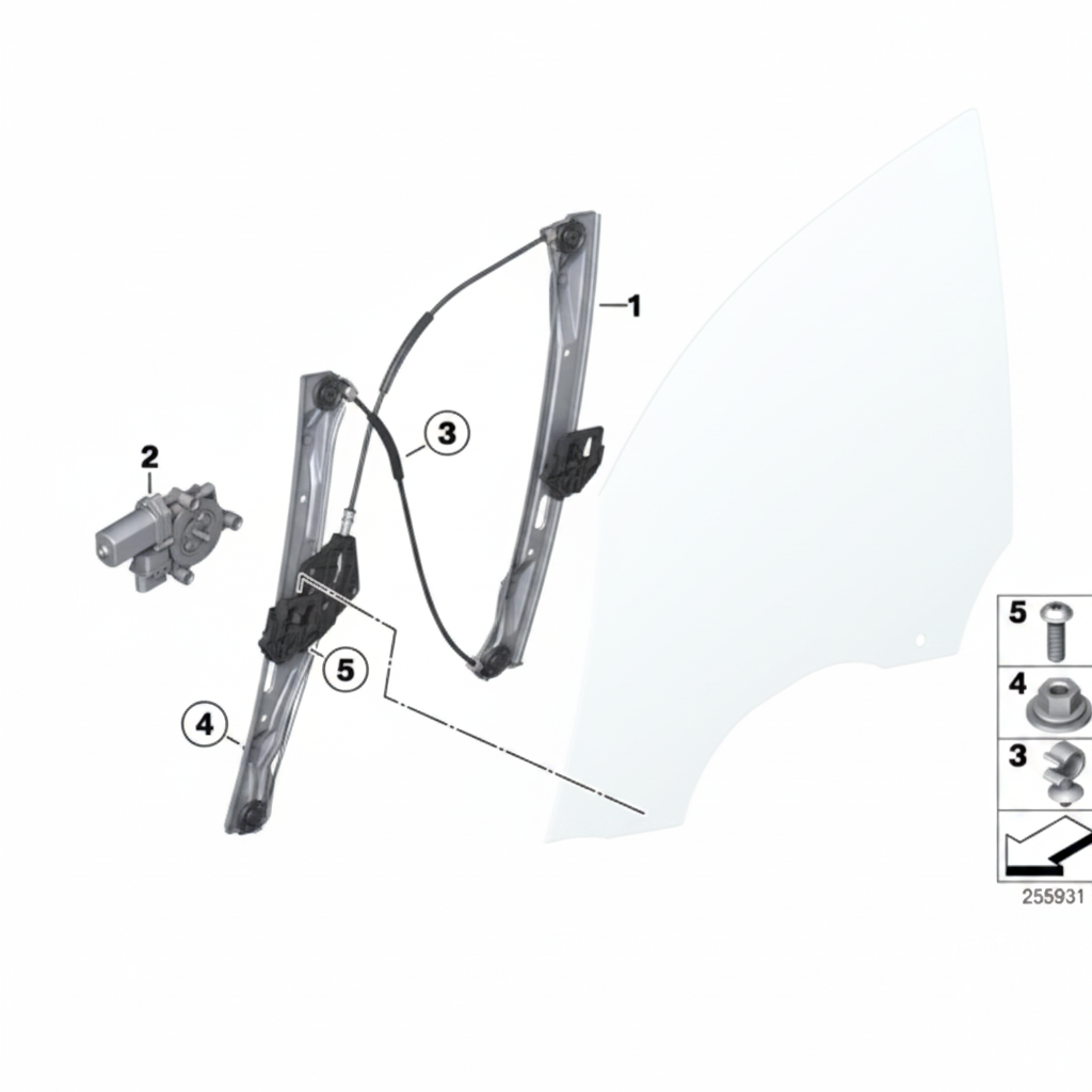 Front Left Power Window Regulator 51337281885 Compatible with BMW 3 (F30, F80)