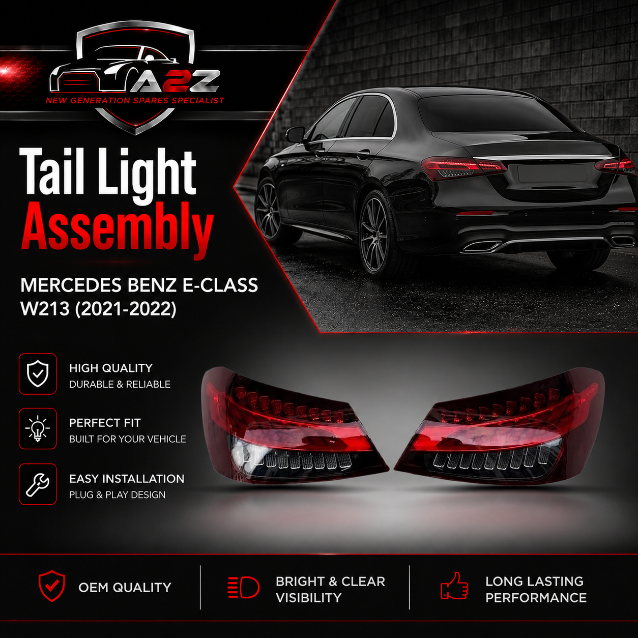 Tail Light Rear Lamp Compatible With MERCEDES BENZ E-CLASS W213 (2021-2022) Tail Light Rear Lamp Left 2139065709 A2139065709& Right 2139065809 A2139065809