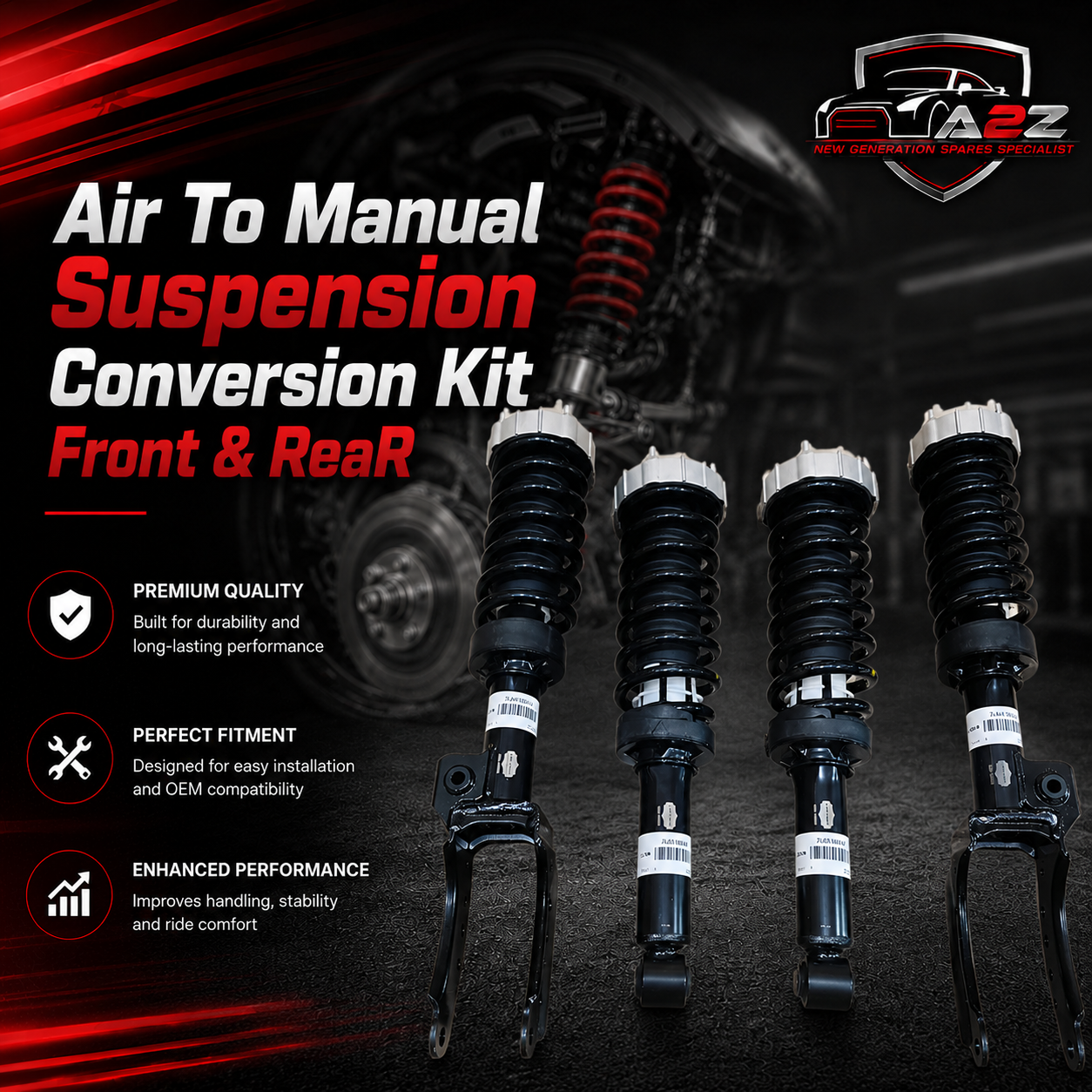 Air To Manual Suspension Conversion Kit Front & Rear (Set Of 4) Compatible With AUDI Q7 OLD Model