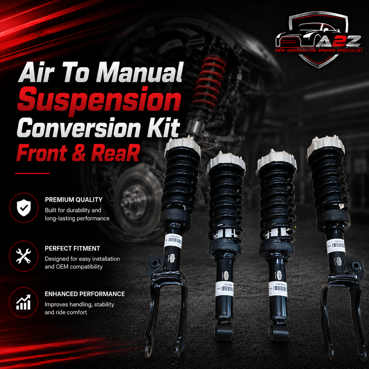 Air To Manual Suspension Conversion Kit Front & Rear (Set Of 4) Compatible With AUDI Q7 OLD Model
