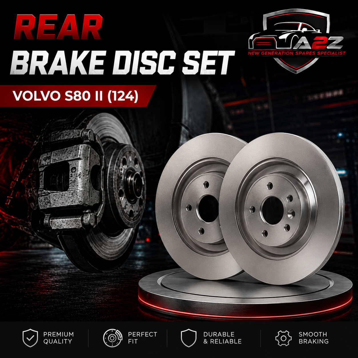 Rear Brake Disc Set 31471832 30769058 Compatible With VOLVO S80 II (124)