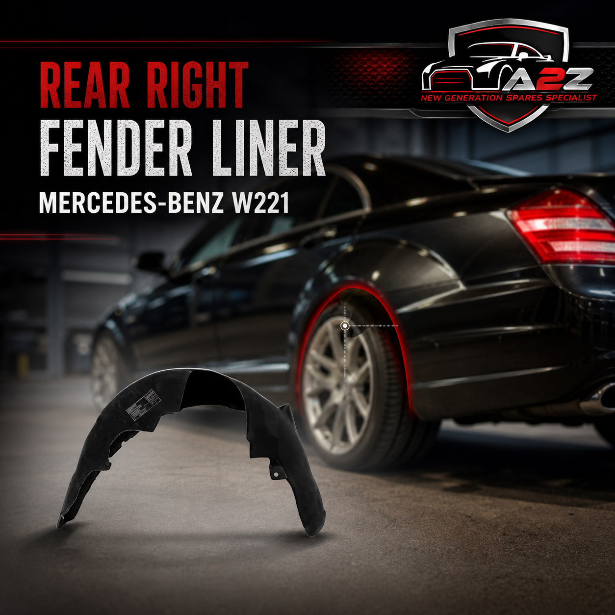 Rear Right Fender Liner 2216901930 2216900030 A2216901930 Compatible With MERCEDES-BENZ S-CLASS W221 Tag-FEM-76