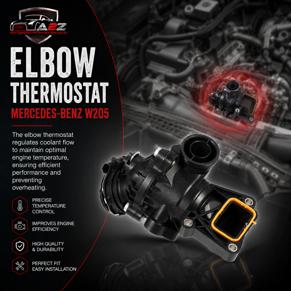Elbow (Thermostat) 2762000315  Compatible with  MERCEDES-BENZ C-CLASS (W205) & GLC (X253) & GLE (W166) & SLC (R172) Tag No.28