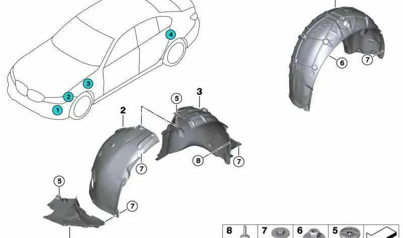 Front Fender Liner Left 51118074891 Compatible With BMW For 3 Series G20 G21 G28 (2019)