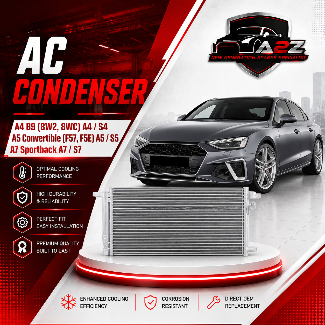 AC Condenser 30648955 30781280 31369510 Compatible With Volvo XC90