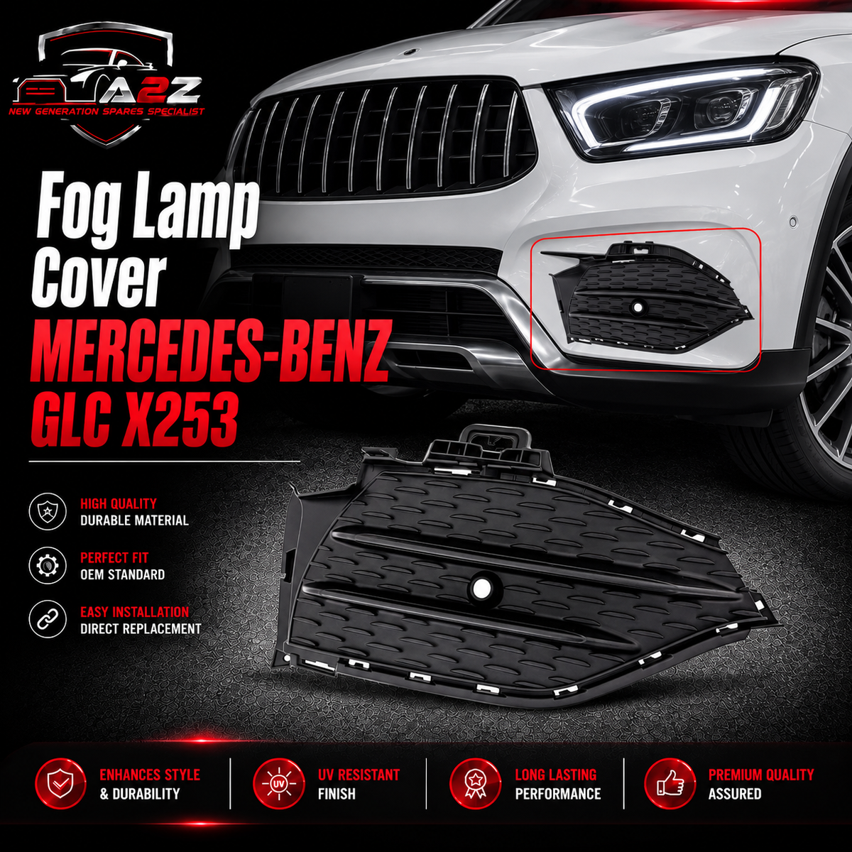 Fog Lamp Cover Left 2538857604 Right 2538858104 A2538857604 Compatible With MERCEDES-BENZ GLC (X253) Tag No.315