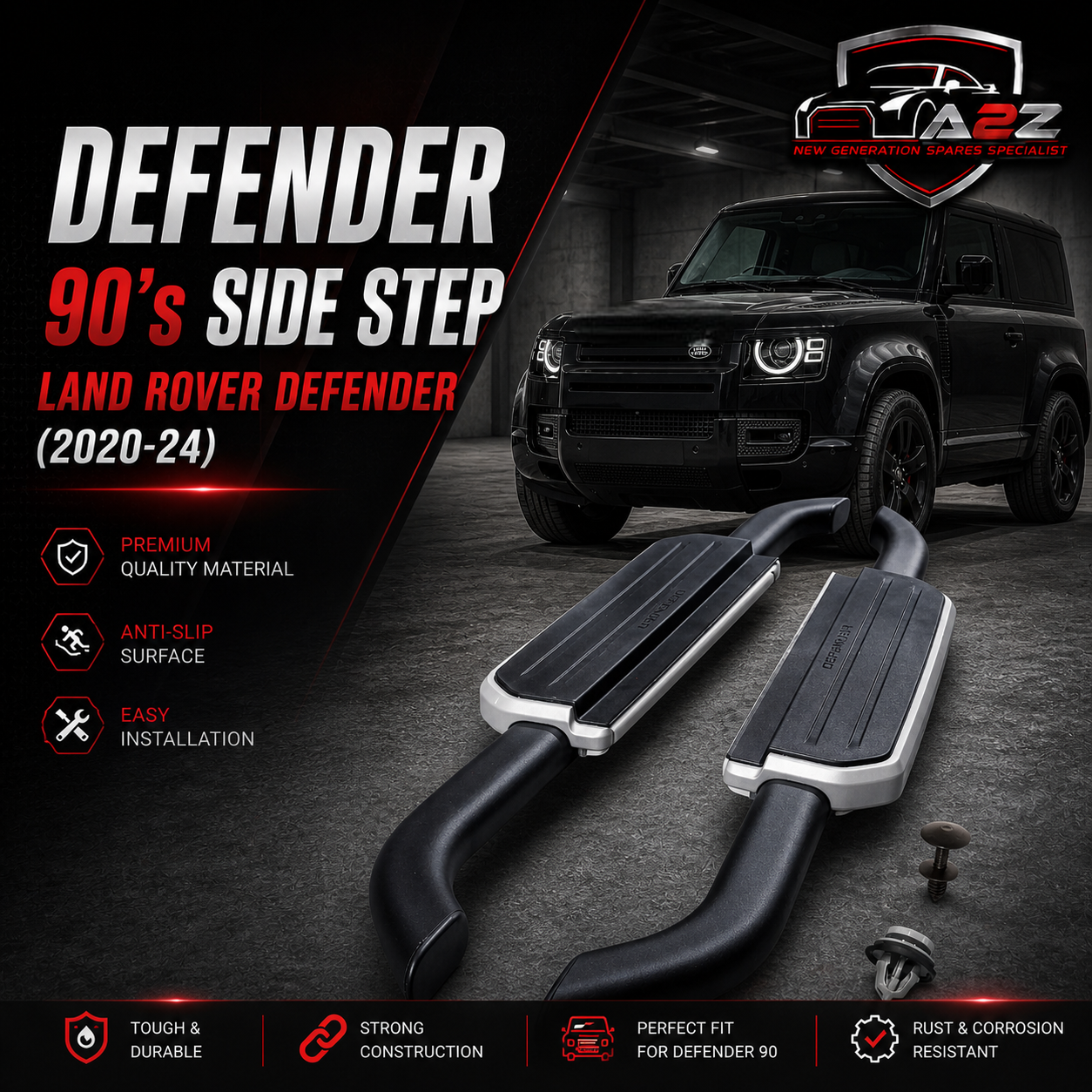 Defender 90's Side Step Compatible With Land Rover Defender (2020-24)