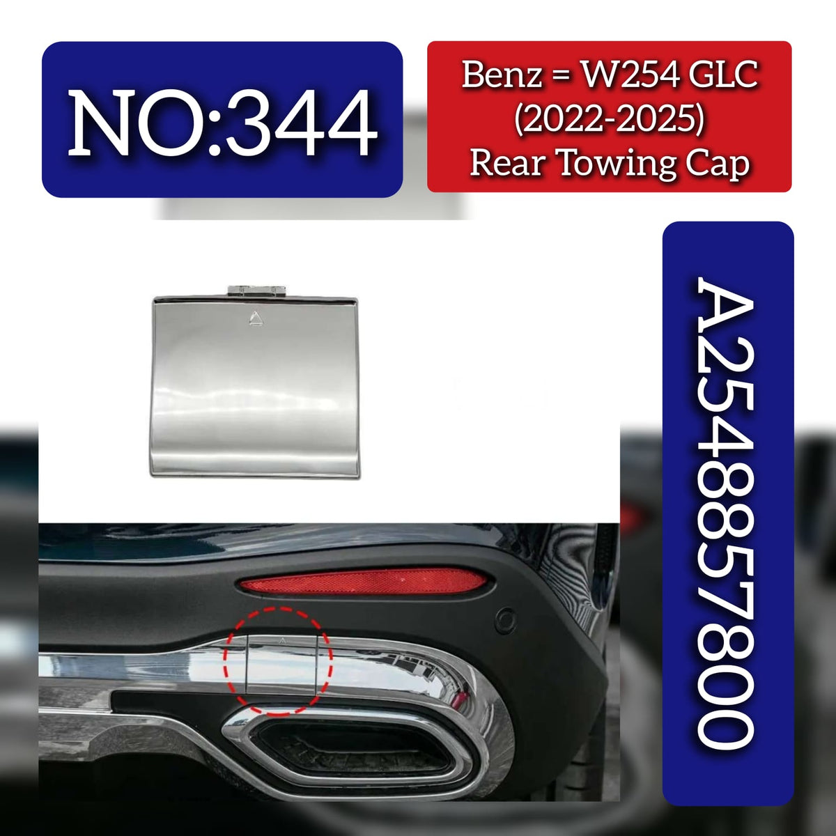 Rear Towing Cap 2548857800 Compatible With Mercedes Benz W254 GLC (2022-2025) TAG NO.344