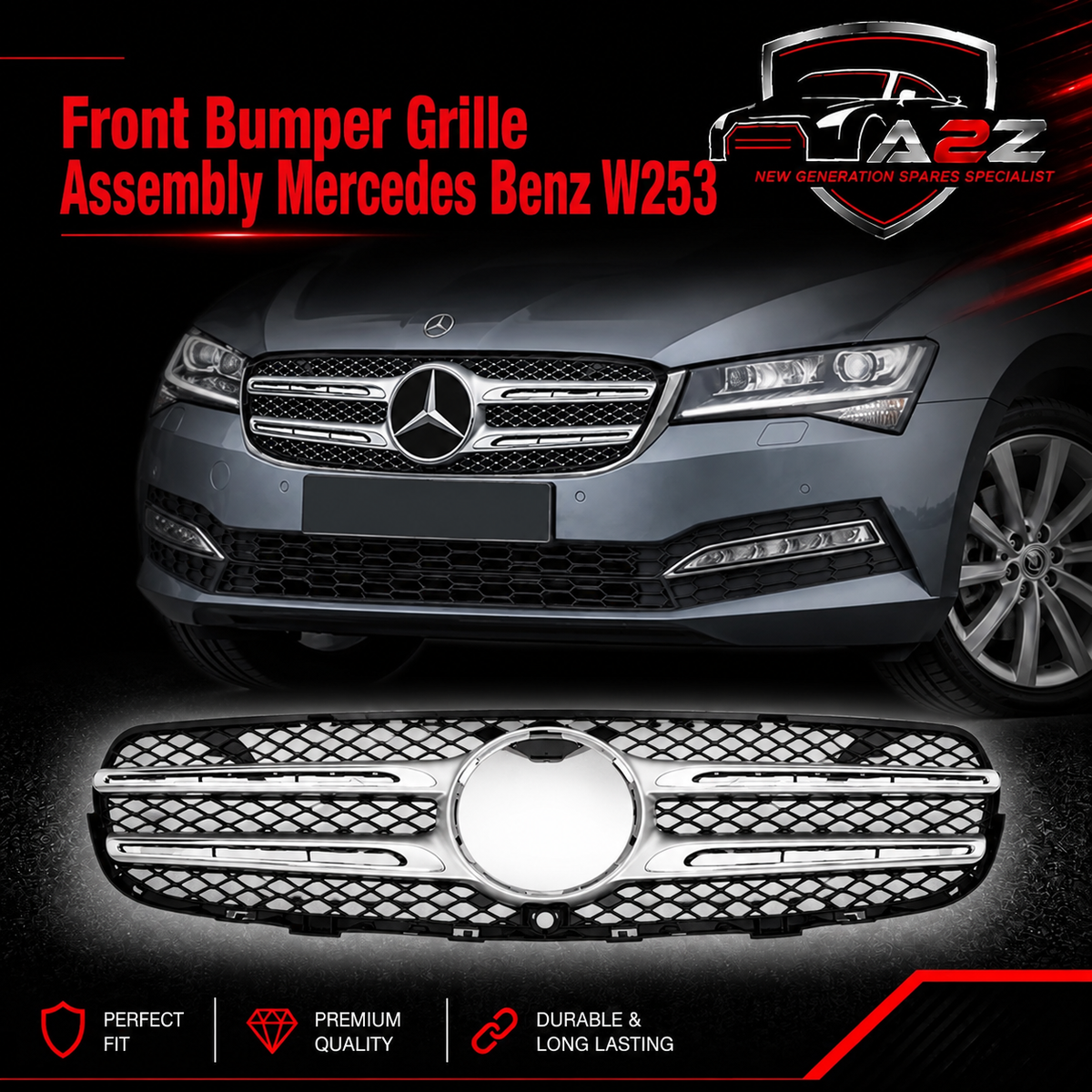 Front Bumper Grille Base Assembly Grill base With Camera Show Grill 2538882100 2538882100A A2538882100 Compatible With Mercedes Benz W253