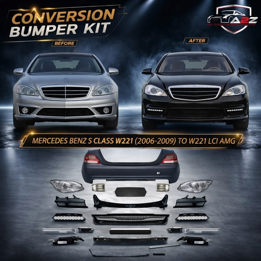 A To Z Compatible With Mercedes Benz S Class W221 (2006-2009) Upgrade Facelift Body Kit To W221 Lci Amg Bumper Headlight Taillight Skirts Exhaust Tips CC-4852 (Shipping Cost Not Included In Price)