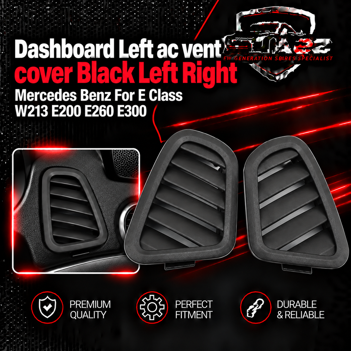 Dashboard Left ac vent cover Black Left Right 21368094049K00 Compatible With Mercedes Benz For E Class W213 E200 E260 E300