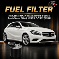 Fuel filter  6420906052 & H405WK & KL911 6420903152 6420905352 A6420903152 A6420905352 A6420906052 Compatible With MERCEDES-BENZ A-CLASS (W176) & B-CLASS Sports Tourer (W246, W242) & C-CLASS (W204) Tag : 71