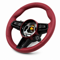 Burgundy Smooth Leather Steering Wheel Compatible With Porsche All Models