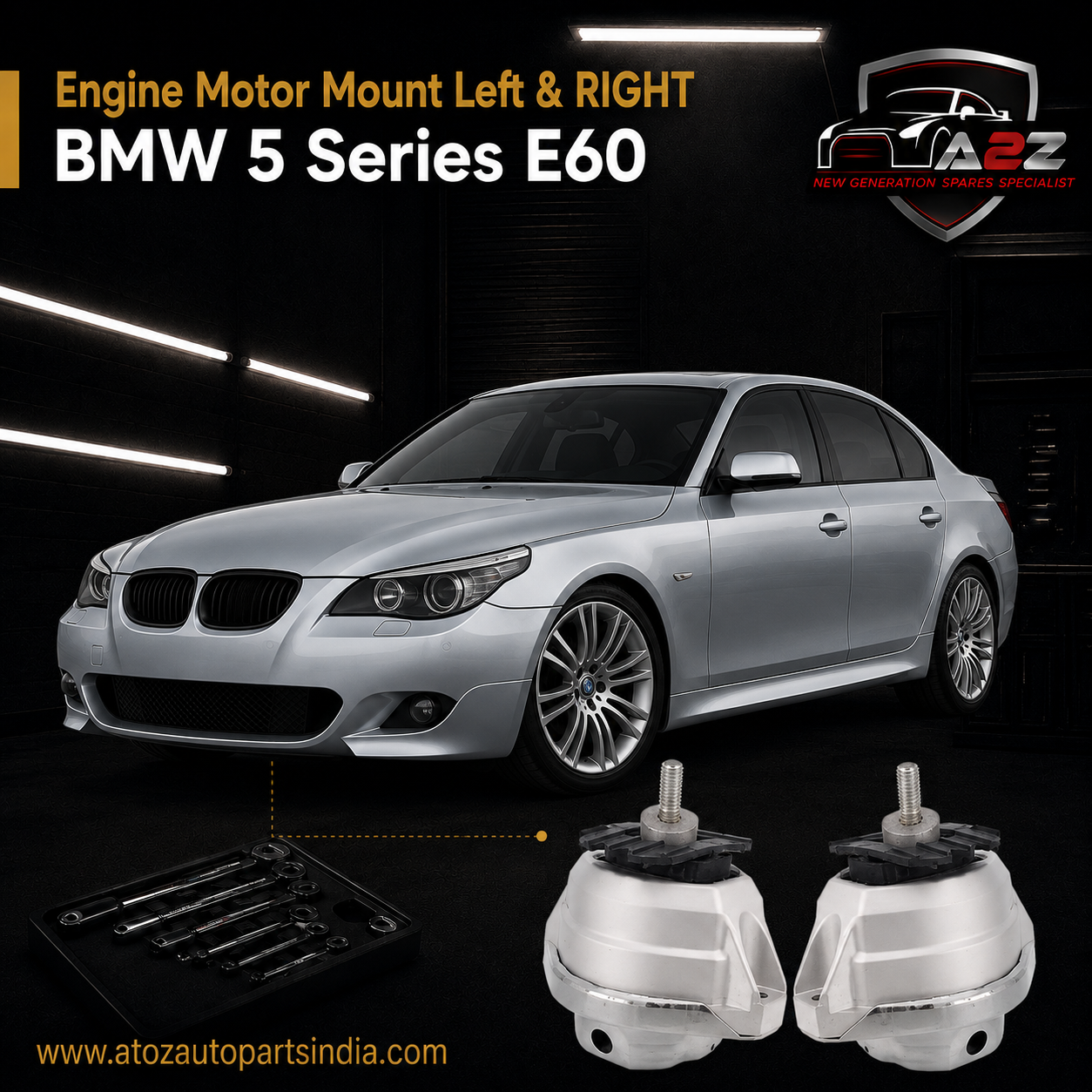Engine Motor Mount Set Compatible With BMW 5 Series E60 Engine Motor Mount Left 22116761089 & Right 22116761090